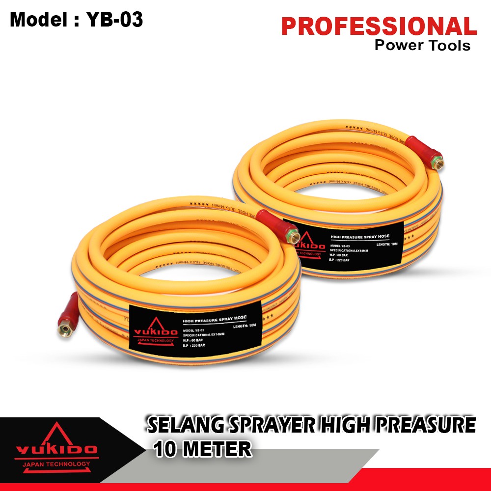 PAKET STEAM YUKIDO SELANG KOMPRESOR 10M SELANG ANGIN COMPRESSOR HOSE KUNING 120 PSI SELANG HIGH PRESSURE