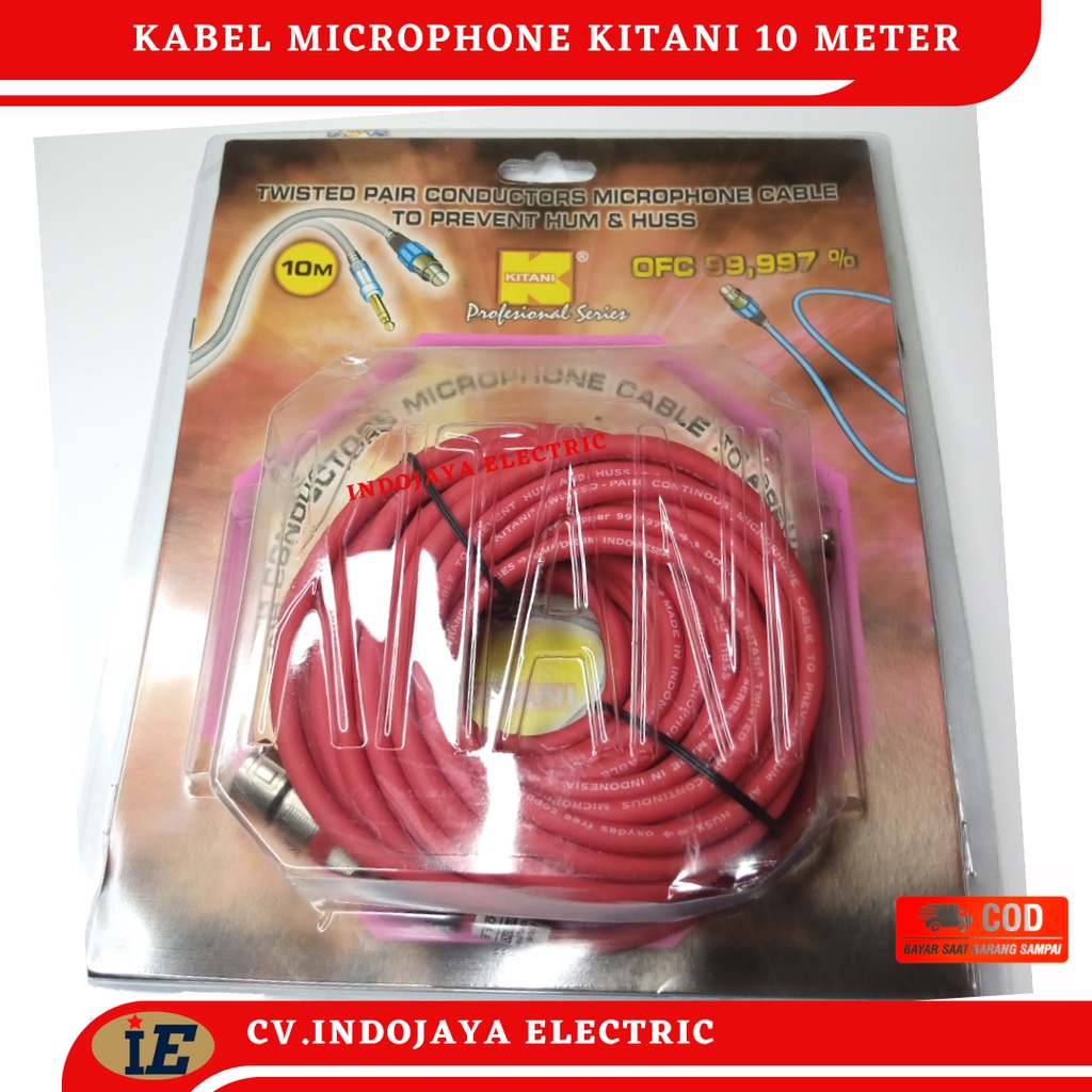 Kabel mic KITANI kabel microphone jack xlr female to jack akai panjang 10 meter