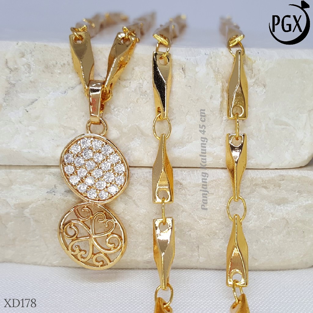 PGX Kalung Wanita Xuping Aksesoris Fashion Perhiasan Lapis Emas XD178