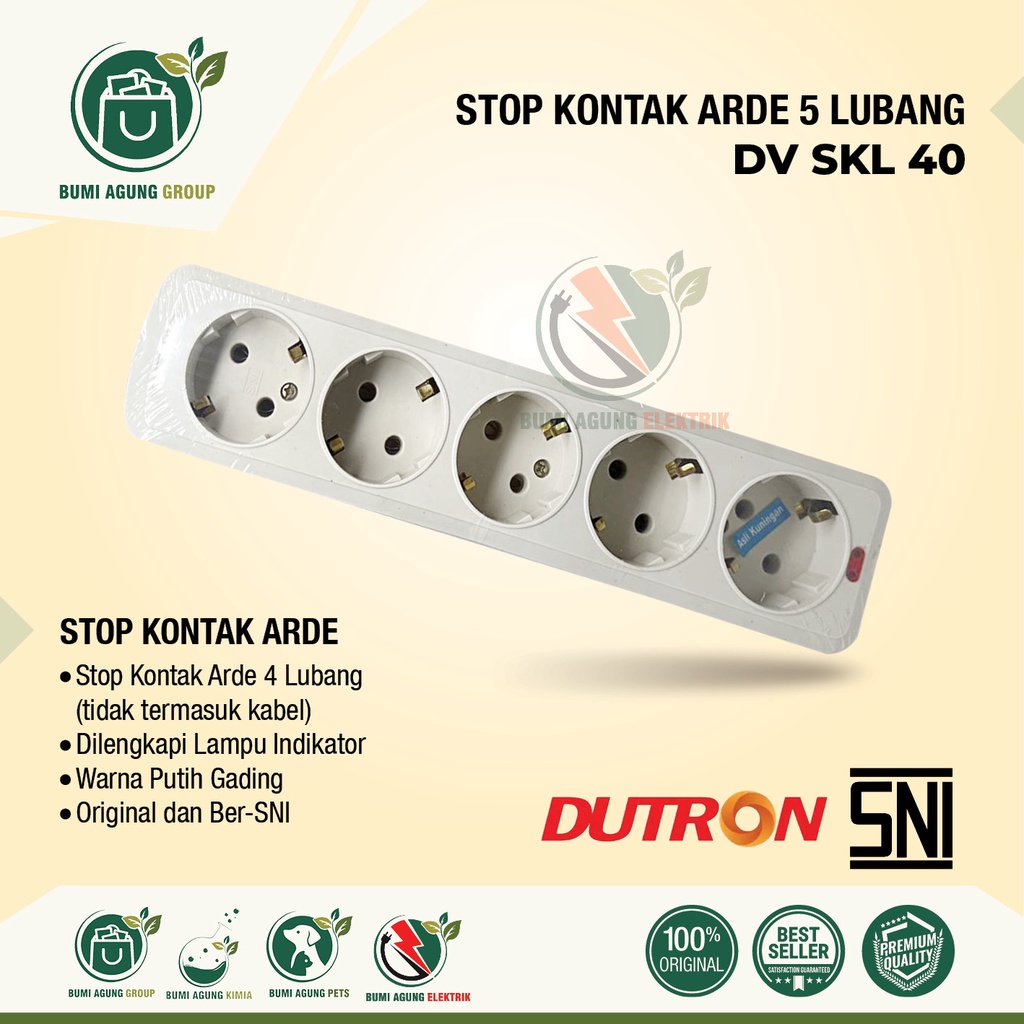 Stop Kontak 2/3/4/5 lubang DUTRON SNI 2 / 3 / 4 / 5