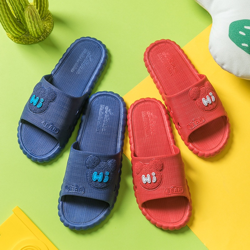 FY Sandal Slop Jelly Karet Couple Pria / Wanita Motif Hi-BEAR Timbul Simple Trendy