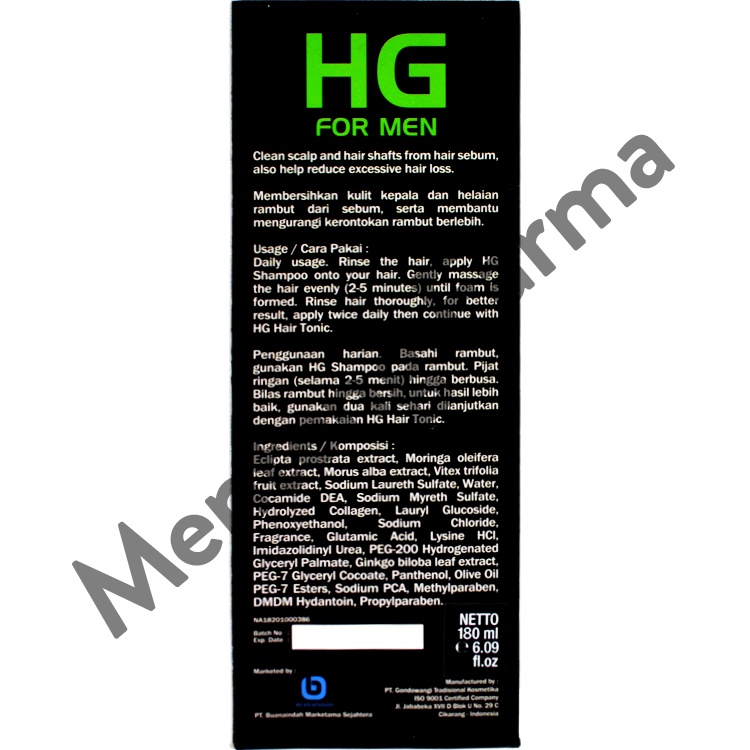 HG For Men Shampoo 180 ML - Perawatan Kulit Kepala, Menutrisi dan Mencegah Rambut Rontok