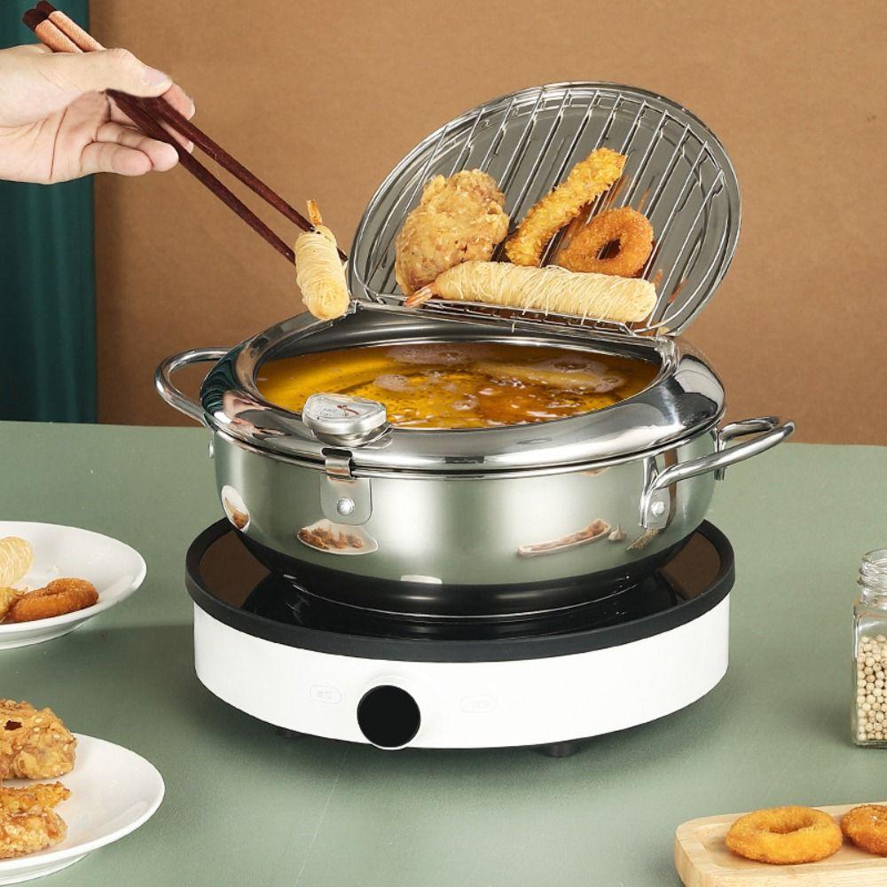 Preva 20/24CM Panci Deep Frying Jepang Dengan Tutup Cookware with Thermometer Tempura Dapur