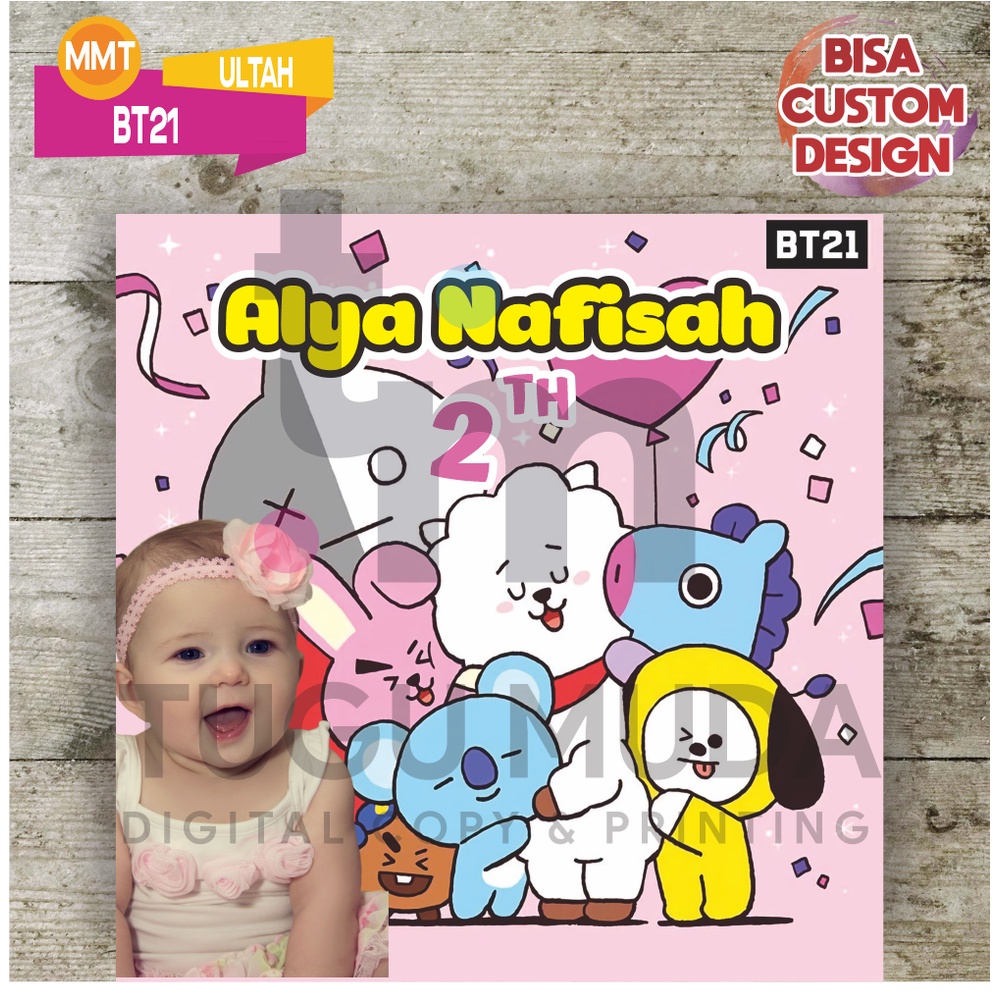 Cetak Banner|Backdrop|Spanduk Ultah / Ulang Tahun Anak - BT21 BIRTHDAY