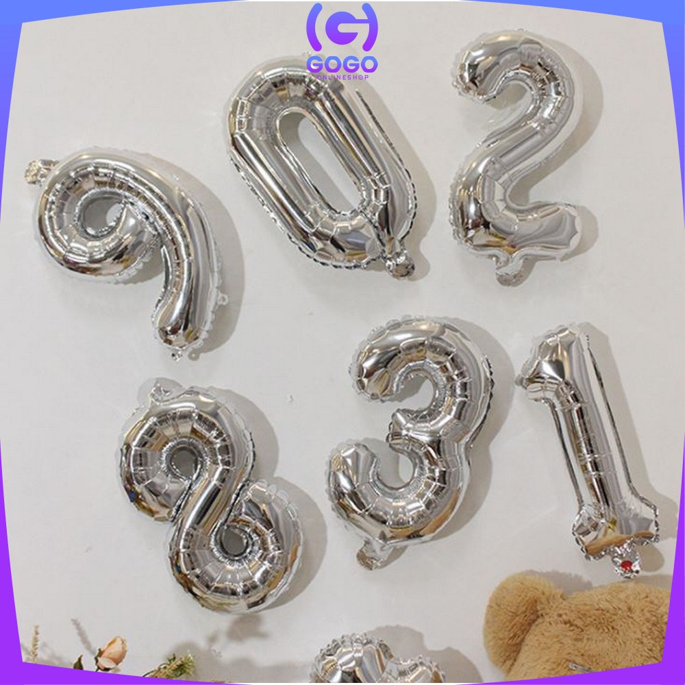 GOGO-C390 Ballon Foil Abjad Alphabet Polos Silver A-Z Balon Foil Angka 0-9 / Balon Foil Huruf Abjad Alphabet Angka Polos / Baloon Huruf Dan Angka Perlengkapan Ulang Tahun