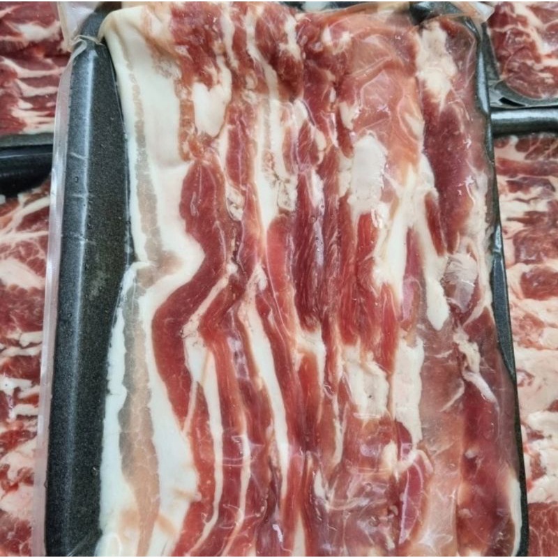 

Pork belly skin off slice 500gr / daging babi iris shabu shabu / BBQ