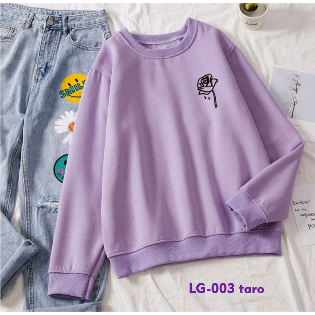 AA1- Sweater Oversize Cewek Fleece LG-003 Mawar