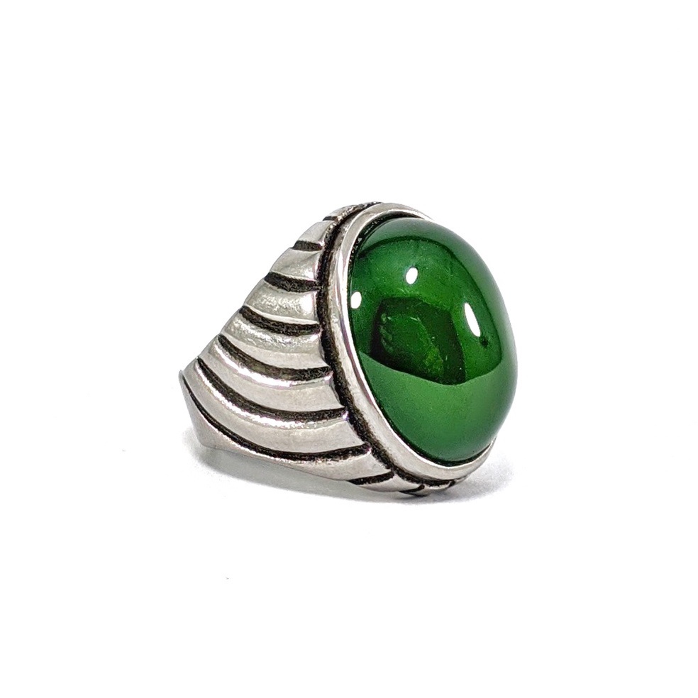 CINCIN TITANIUM GREEN CHALCEDONY IJO BOTOL LIKE BACAN SIZE KANTORAN FULL GIWANG