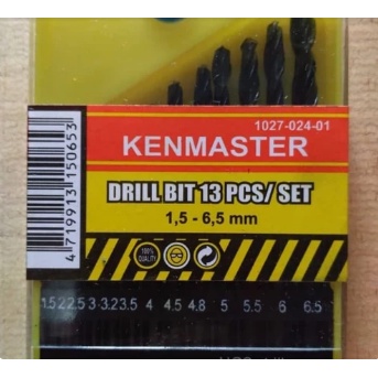 [HAEBOT] Set Mata Bor Besi Kenmaster Paket Drill Bit Iron isi 13pcs 13 pcs Kayu ukuran 1.5 2 2.5 3 3.2 3.5 4. 4.5 4.8 5 5.5 6 6.5 mm Portabel