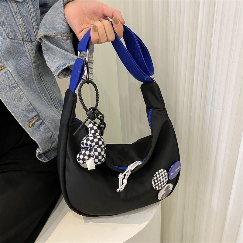 ℗▦⊕Klein Blue Harajuku Jepang Sederhana dan Serbaguna Tas Bahu Ulzzang Versi Korea Ins Messenger Bag Wanita Dumpling Bag Tide