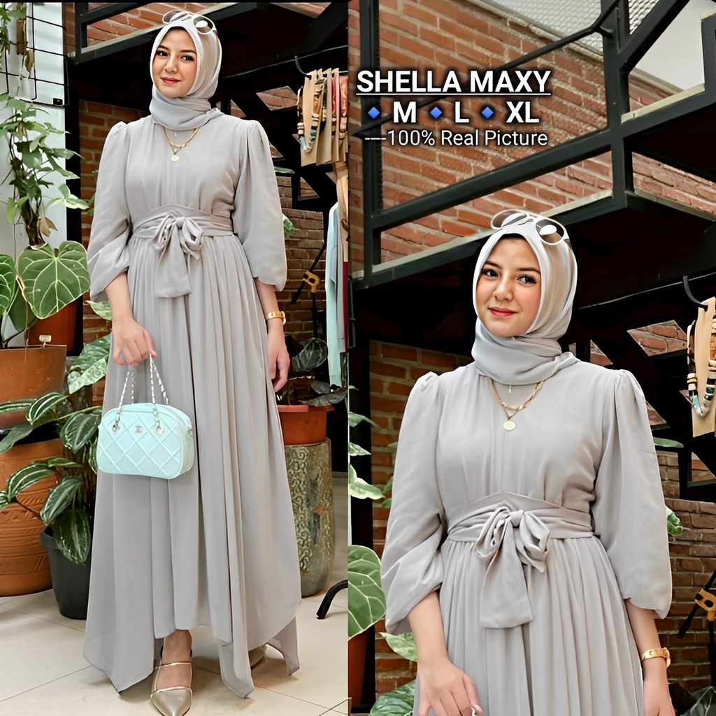 Gamis Polos Remaja Model Terbaru Shella Maxy Dress Korea Wanita Kondangan Bahan Ceruty Babydoll Keki