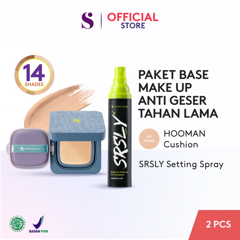 SOMETHINC [2 PCS] Base Makeup Anti Geser Tahan Lama Kit (Hooman Breathable UV Cushion Cover &amp; SRSLY Setting Spray)