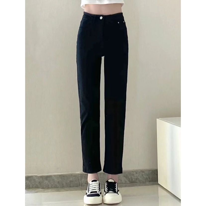 Diimpor Fashion Celana Pensil / Hitam Boyfiend Jeans Wanita / Celana Highwaist Jeans Polos Wanita