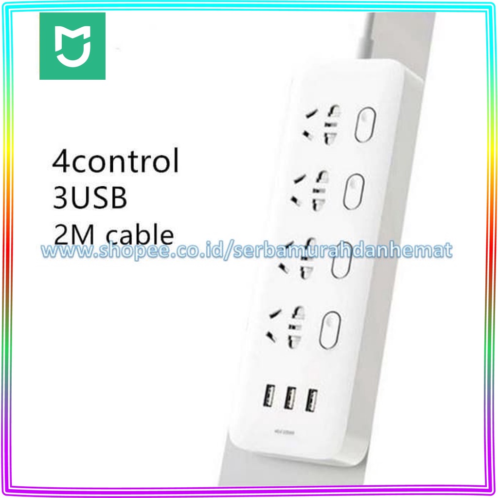 Colokan Terminal Universal On Off Masing masing Colokan MIJIA Power Strip 4 Socket