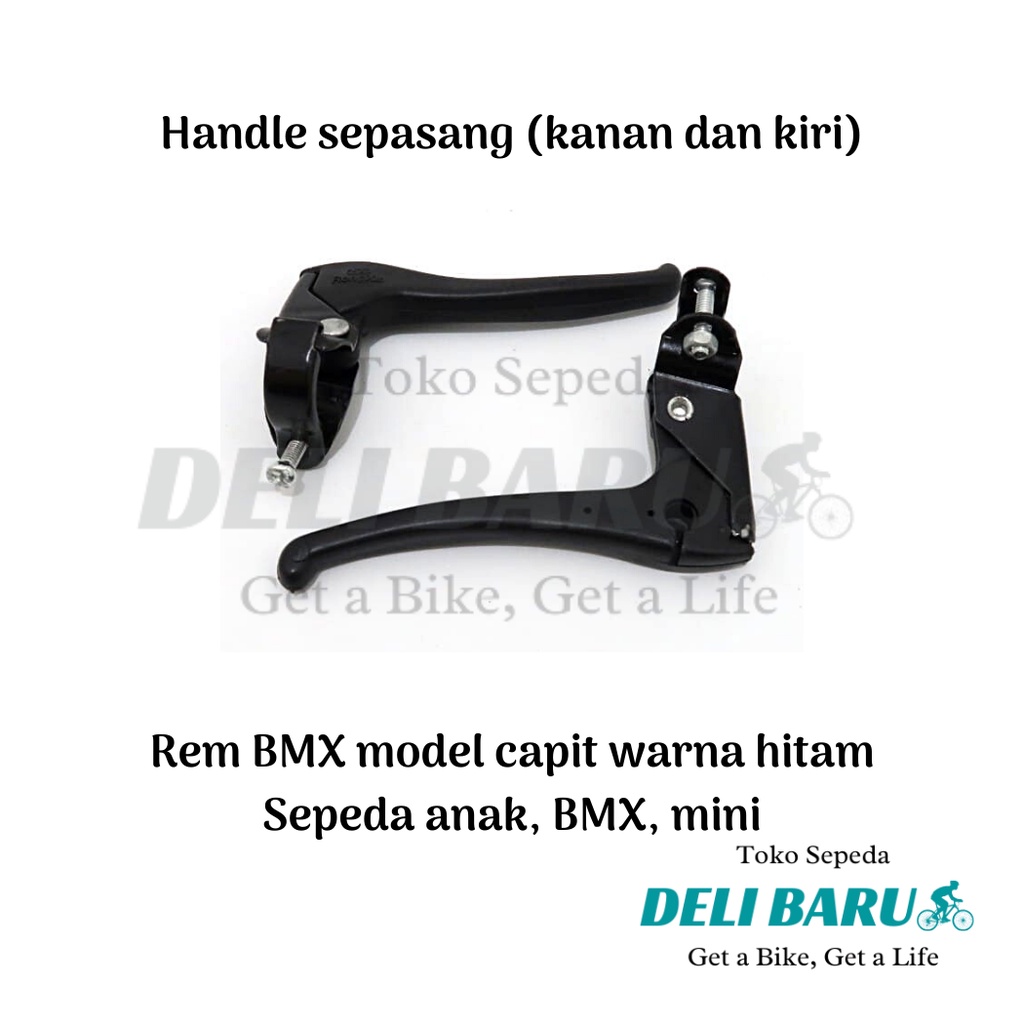 Deli baru Rem capit HITAM 1 set komplit sepeda anak, mini, BMX