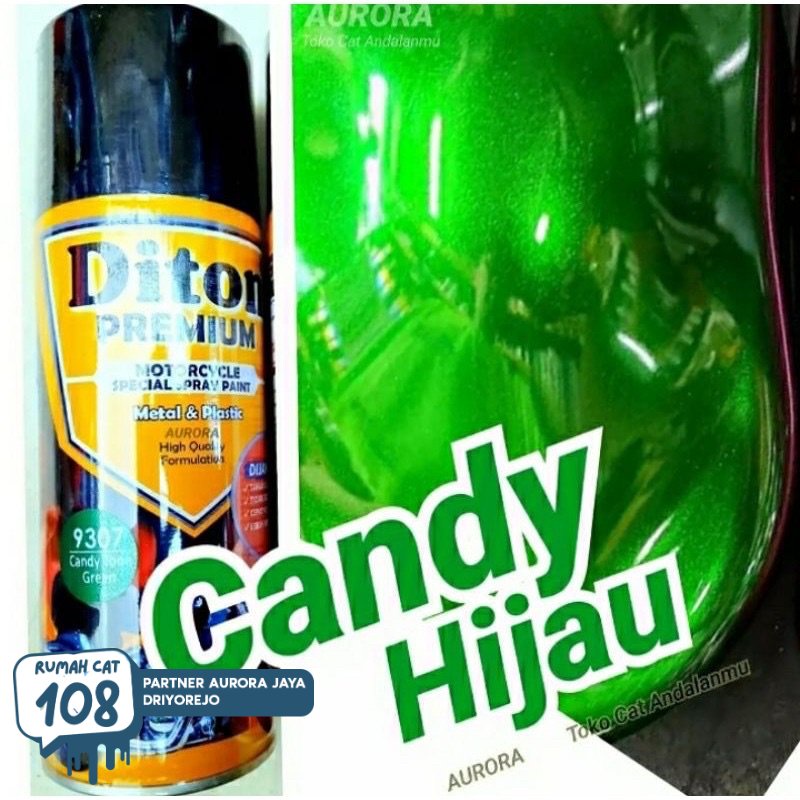 

Rumah Cat - Pilox Diton Premium Candy Tone Green 9307 Candytone Cat Semprot Hijau Transpran 400ml Rumah Cat Motor dan Mobil