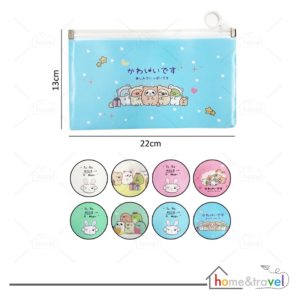 HOVELSHOP Zipper Pouch Tempat Penyimpanan Kosmetik Masker Kain Pensil Ziplock