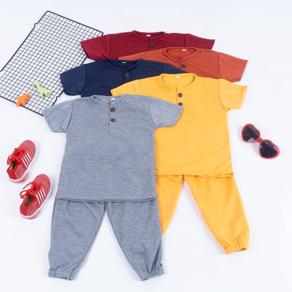 Setelan Baju Pendek Celana Panjang Baby Terry Untuk 1-5 Tahun Earth Tone Series S M L Baby &amp; KIDS Kiano