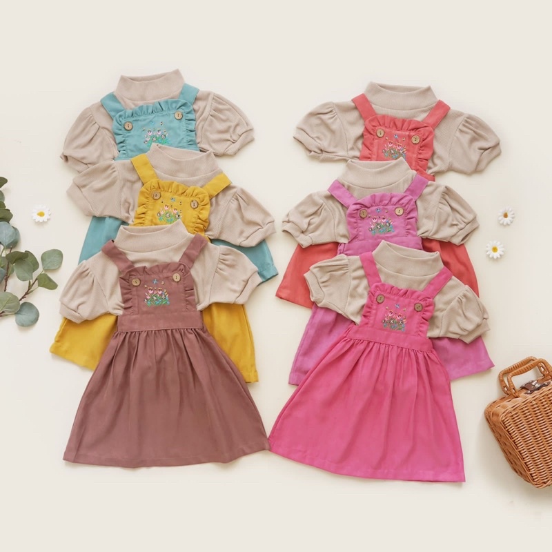 CYRA RUFFLE OVERALL 1-5thn / Setelan Dress Anak