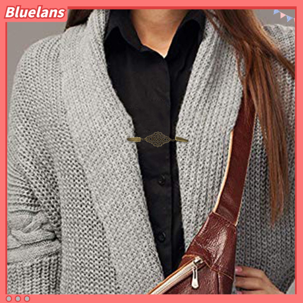 Bluelans Collar Clip Sturdy Rust-resistant Antique Pattern Vintage Collar Clip for Sweater