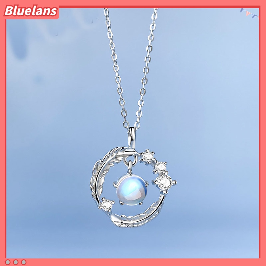 Kalung Liontin Moonstone Bentuk Sayap Tahan Lama Untuk Wanita