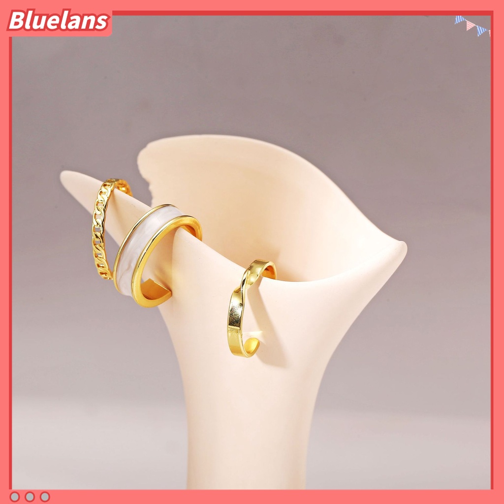 3pcs / Set Cincin Jari Model Terbuka Dapat Disesuaikan Untuk Wanita