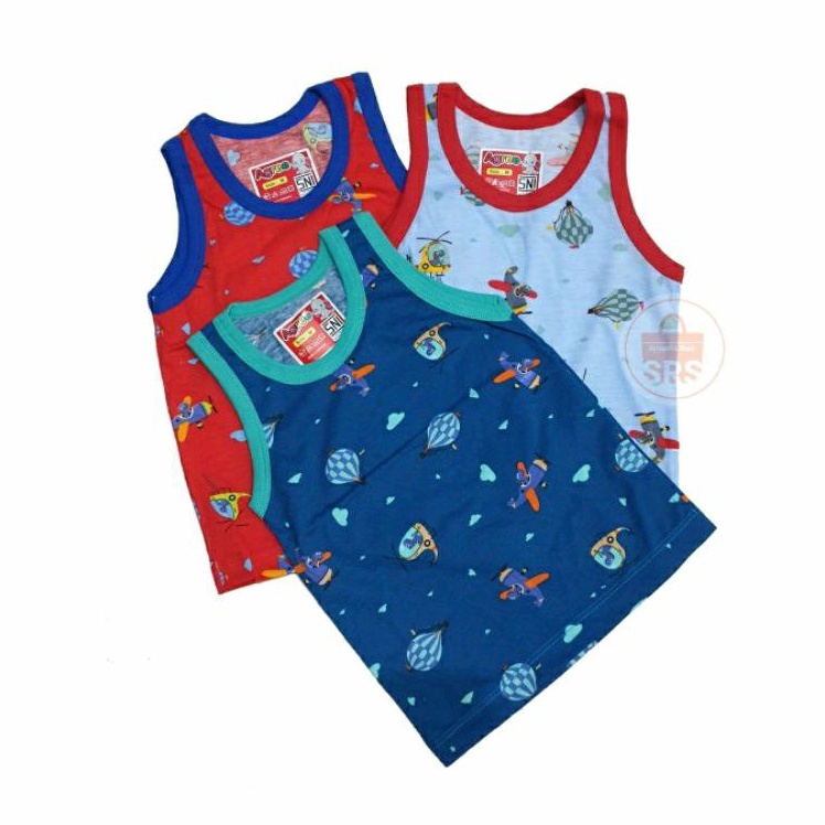 (3 Pcs) Singlet Caracter Bayi Agree  XL, L, M, S Kaos Singlet Balita, Anak, Baju Buntung Agree Kids Print