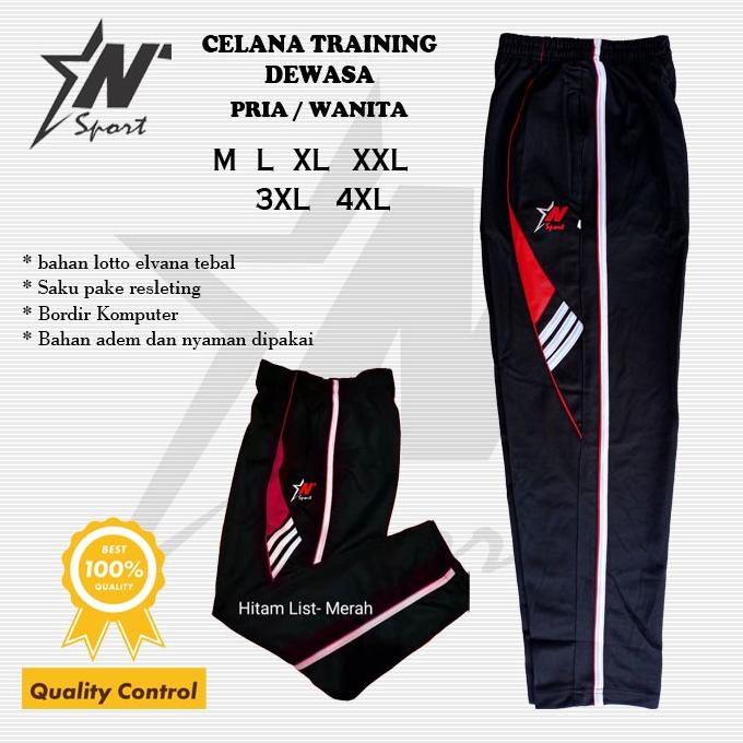 CELANA OLAHRAGA PANJANG PRIA WANITA TRAINING TRENING SPORT LARI JOGING SENAM ORIGINAL HITAM KEREN TE