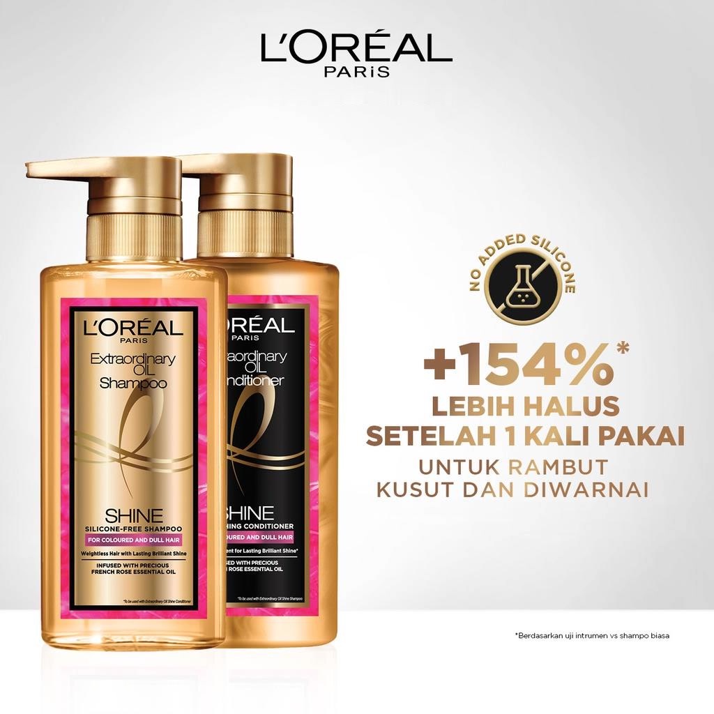 ★ BB ★ L'Oreal Paris Extraordinary Oil Premium Shampoo &amp; Conditioner 440ml -Shine - Sleek Smooth | Perawatan Rambut Loreal