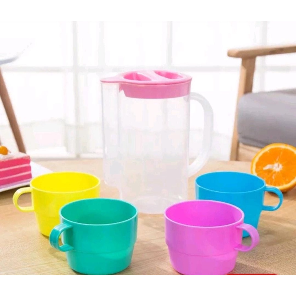 TEKO CUP 5IN1 WARNA FREEMIR TEKO GELAS SET 4 PCS TEKO JUS CANGKIR TEH DAN KOPI