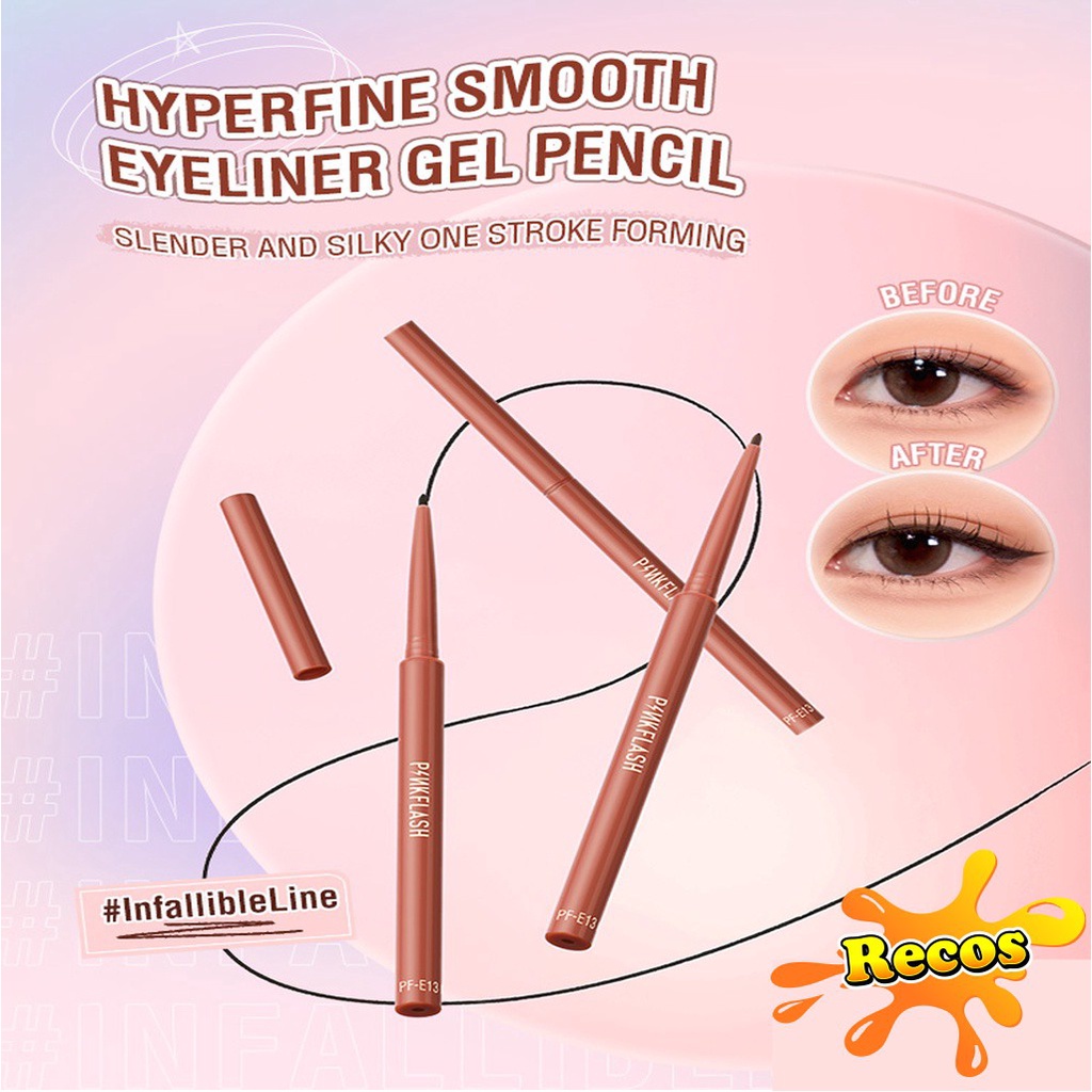 PINKFLASH Pro Touch Pencil Eyeliner PF-E13 | Eyeliner Pensil | Smooth Gel Eyeliner High Pigmented (BPOM)