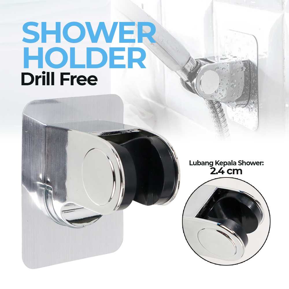 BSHOWER PENYANGGA KEPALA SHOWER HOLDER DRILL FREE 1/2 INCH CLAMP MENYANGGA SOWER KAMAR MANDI KERAN K