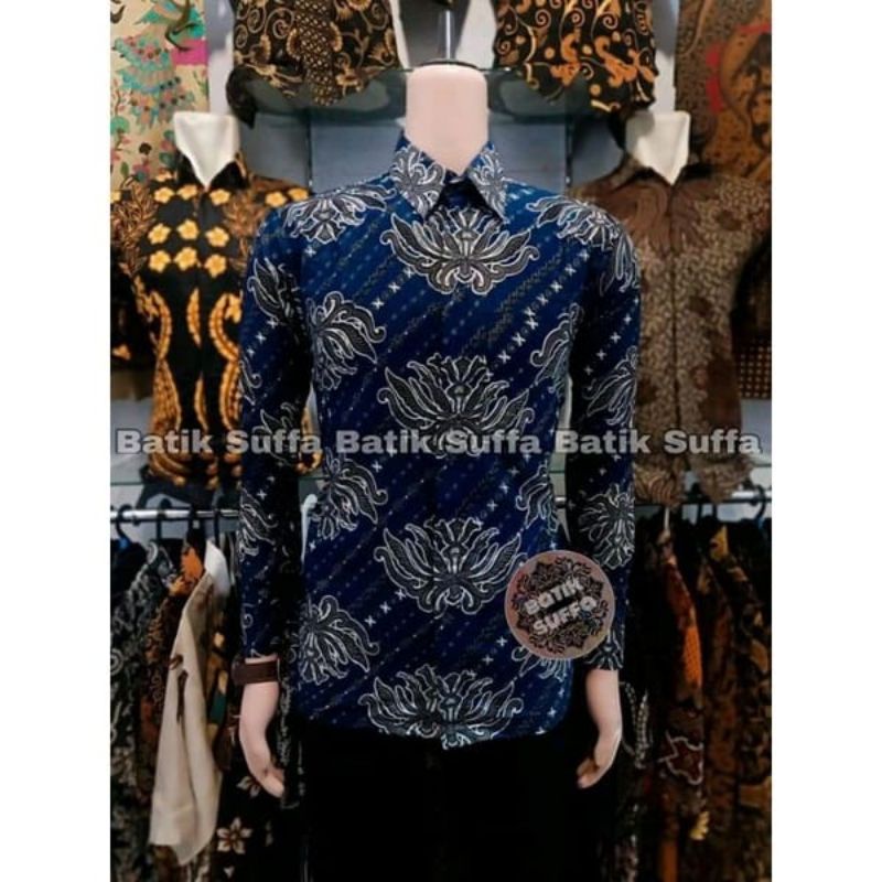 kemeja pria  lengan panjang batik halus motif  baju bunga ras.. ukuran jumbo