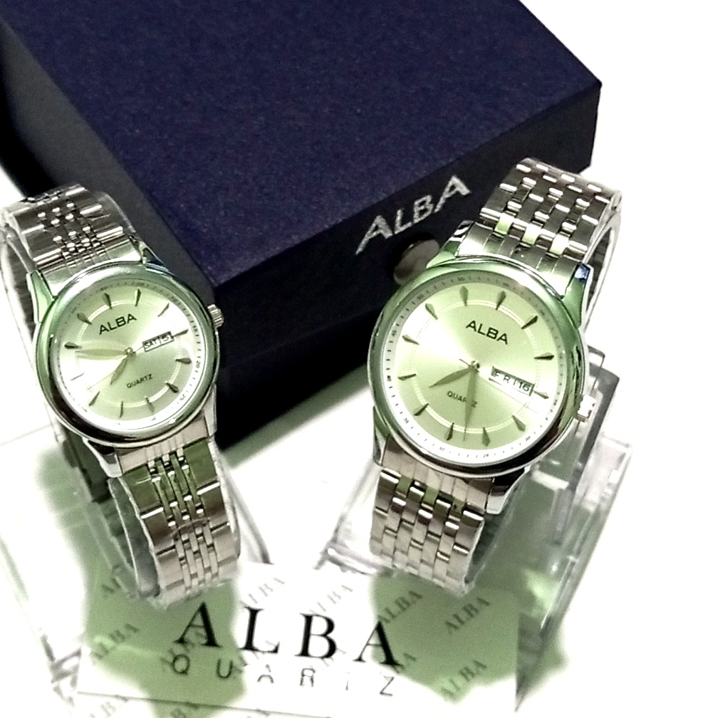 TERKEREN!!! Jam Tangan  ALBA CLASIC Couple || Tanggal dan hari aktif || watter resistant