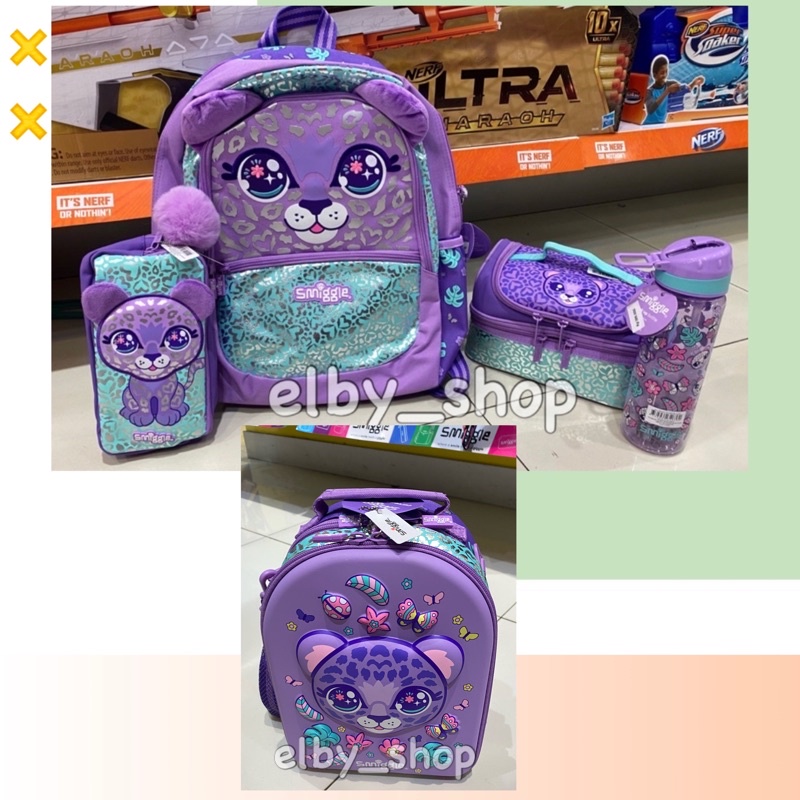 

Ready Smiggle Original Best Budz little tiger purple backpack double decker bottle pencil case