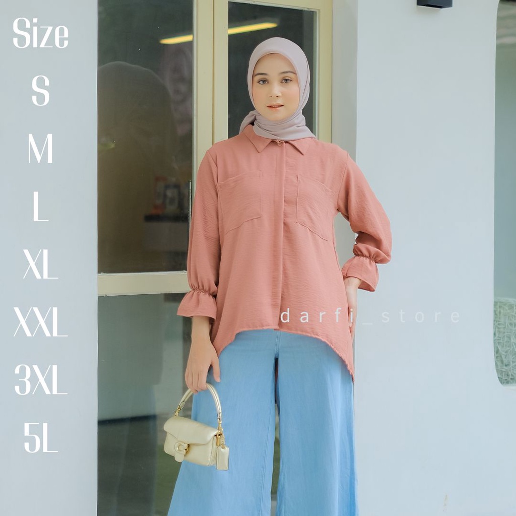 Bianca Shirt - Ukuran S M L XL XXL  3XL 5L  - Kemeja Wanita Polos - Kemeja Wanita Jumbo - Atasan Wanita Over Size