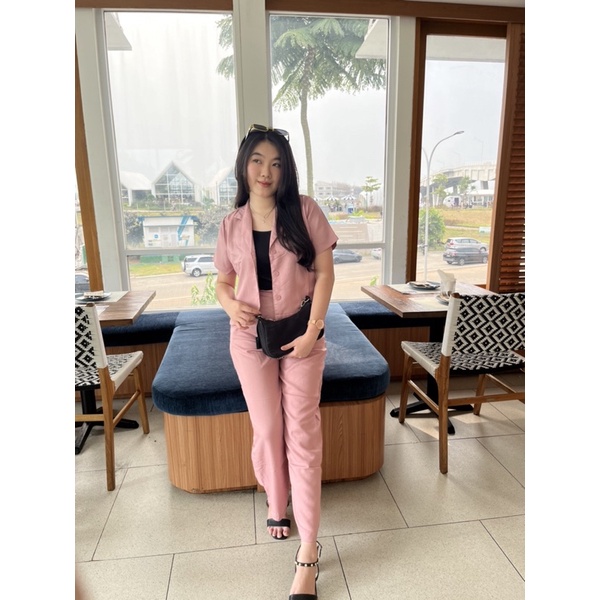 JOSHIN Kylie Oneset | Blazer Crop Celana Kulot Panjang - Setelan Kemeja Kerja