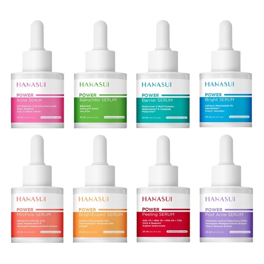 HANASUI POWER SERUM ALL VARIAN - POWER SERUM HANASUI - ACNE BAKUCHIOL BARRIER BRIGHT EXPERT MINI PORE PEELING POST ACNE - SERUM WAJAH - SERUM MUKA HANASUI MURAH