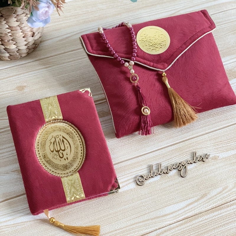 CETAK BUKU YASIN HARDCOVER BELUDRU PITA / DOMPET YASIN / SOUVENIR YASIN / PAKET SAJADAH, YASIN HARD 