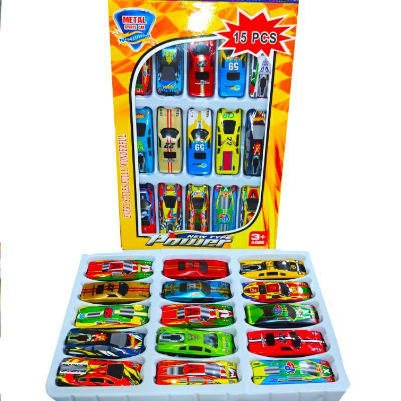 (15 pcs) MAINAN MOBIL DIECAST METAL SPORTCAR MOBIL MOBILAN MINI