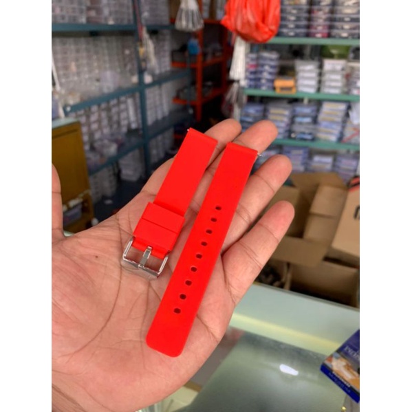 Strap Tali Jam Tangan Silikon lembut 18mm merah 9909 new produk