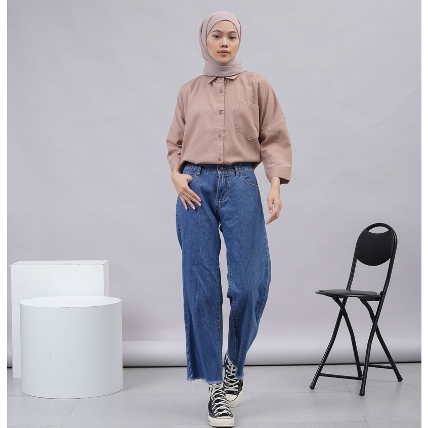 [100K GET 4] The Bloom House - Kemeja Kerja Polos Raisa Katun Supernova Shirt B089