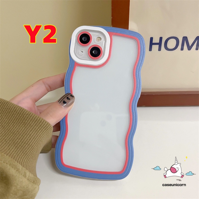 Casing Tepi Bergelombang Simple Realme C55 C53 10 C33 C21Y C12 C15 C11 C25s C35 C25Y C20 C20A C3 Realme 6i 5 5s 5i Macaron Warna Jahitan Kontras Bening Transparan Soft Case