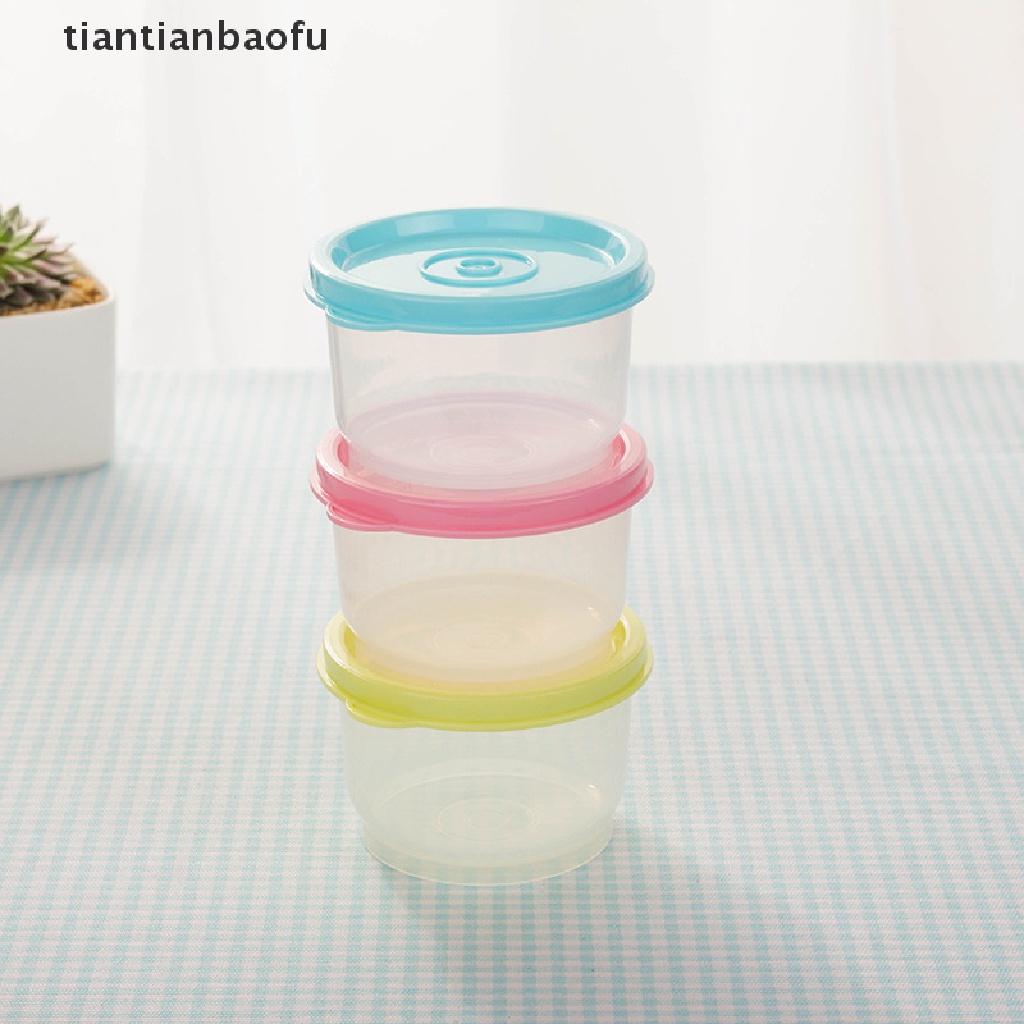 (Tianbaofu) Wadah Penyimpanan Makanan Bulat 160ml Bahan Plastik Transparan Dengan Tutup