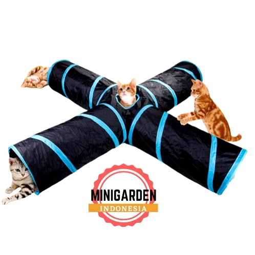 TEROWONGAN LIPAT 4 SISI CAT TUNNEL FOLDABLE MAINAN HEWAN ANJING KUCING