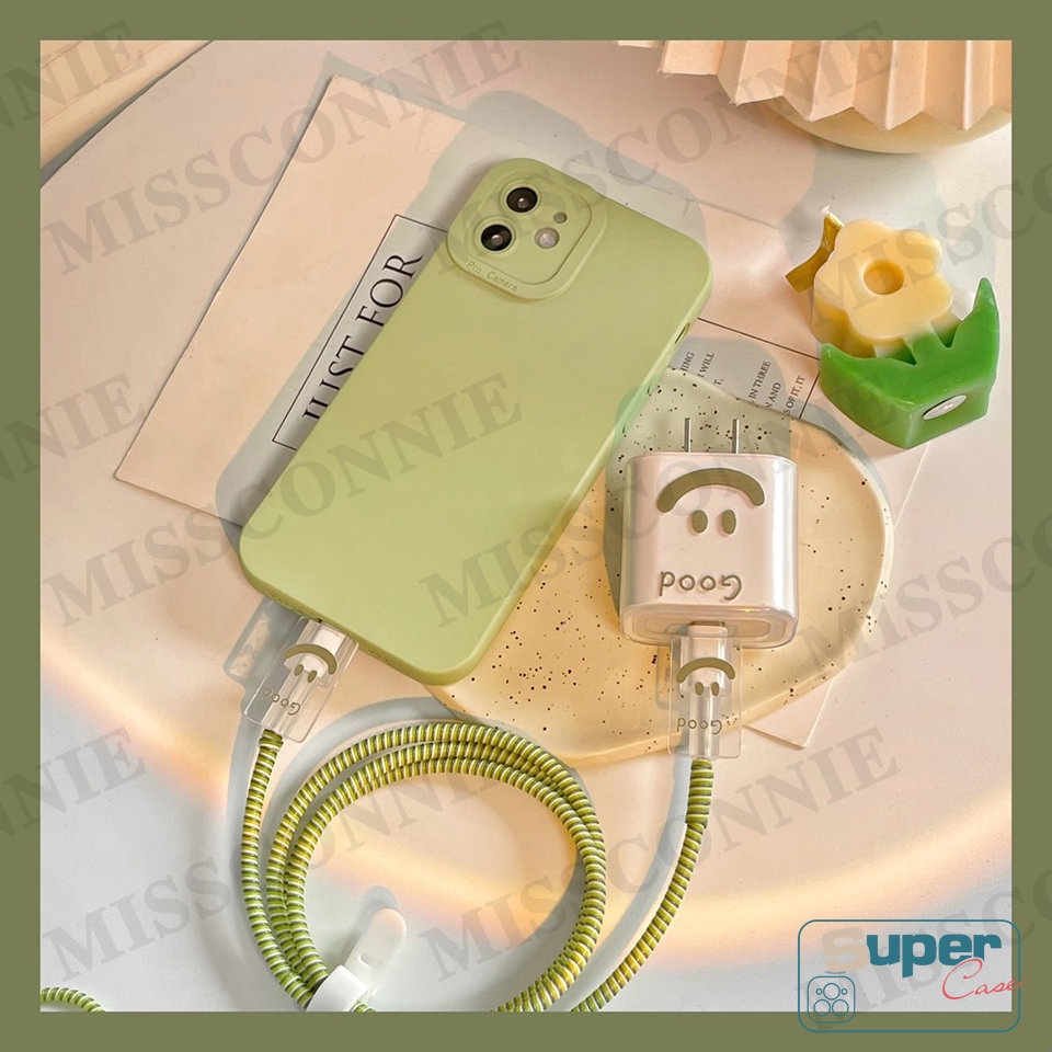 Set 5 In 1 Pelindung Kabel Data / Charger TPU Motif Kartun Pink / Ungu / Pita Untuk Apple 18 / 20W