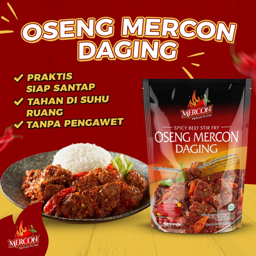 

OSENG MERCON DAGING 150 GRAM MERCON MERAH PUTIH LEVEL PEDAS LENGKAP