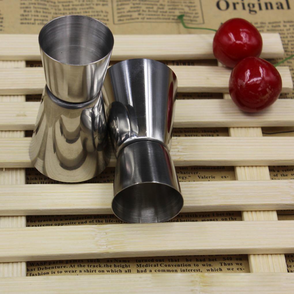 2pcs 25ml 50ml Stainless Measure Cup Cocktail Shaker Dual Measuring Cup Jigger Minuman Anggur Alat Ukur Gadget Dapur