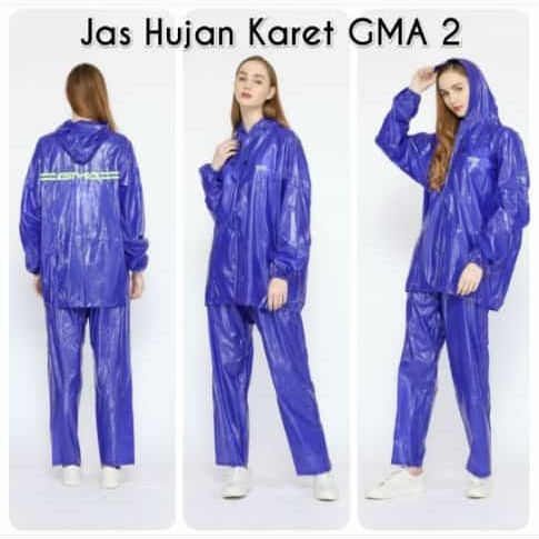 Jas Hujan Bowin Axio 289 GMA Karet Rubber PVC All Size Dewasa/Setelan Baju Jaket Celana Mantel Mantol Hujan Anti Rembes Efek Daun Talas+Reflektor/Raincoat Rain Coat Tebal