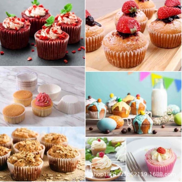 Kertas Muffin 100 pieces of cake paper cups muffin Baking Paper Warna Lucu